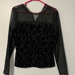 Women’s dress shirt with pink bling and sheer arms